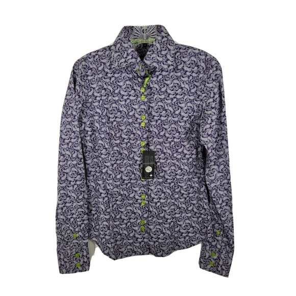 NWT Jared Lang Size Small Women's Paisley purple Long Sleeve Button-Down Shirt - Picture 1 of 4